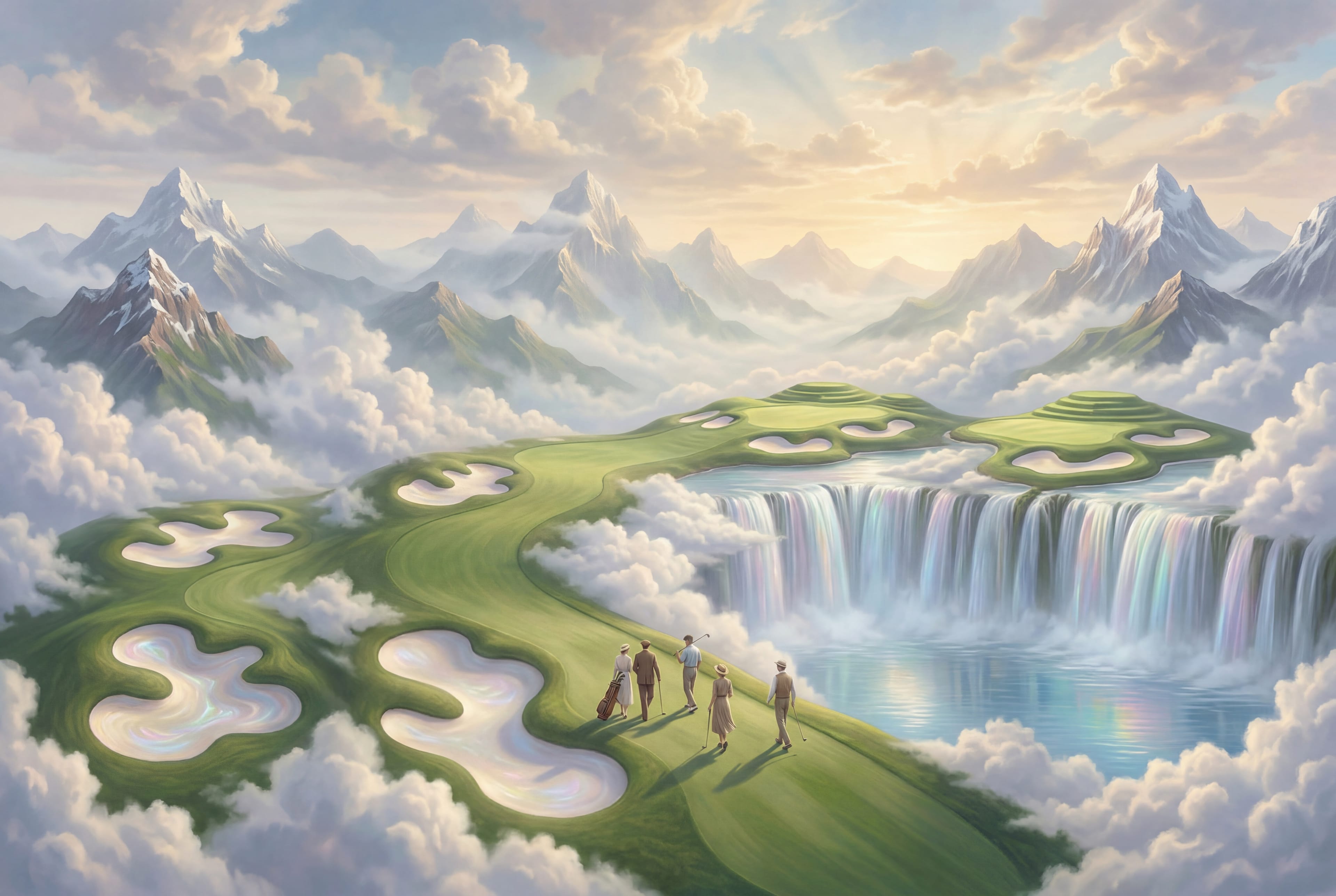 A sweeping heavenly fairway stretching into the clouds